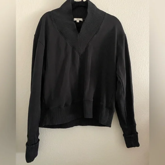 Agolde Sweatshirt Sweater Black Cotton Klara V Neck Minimalist Classic M - Picture 3 of 6